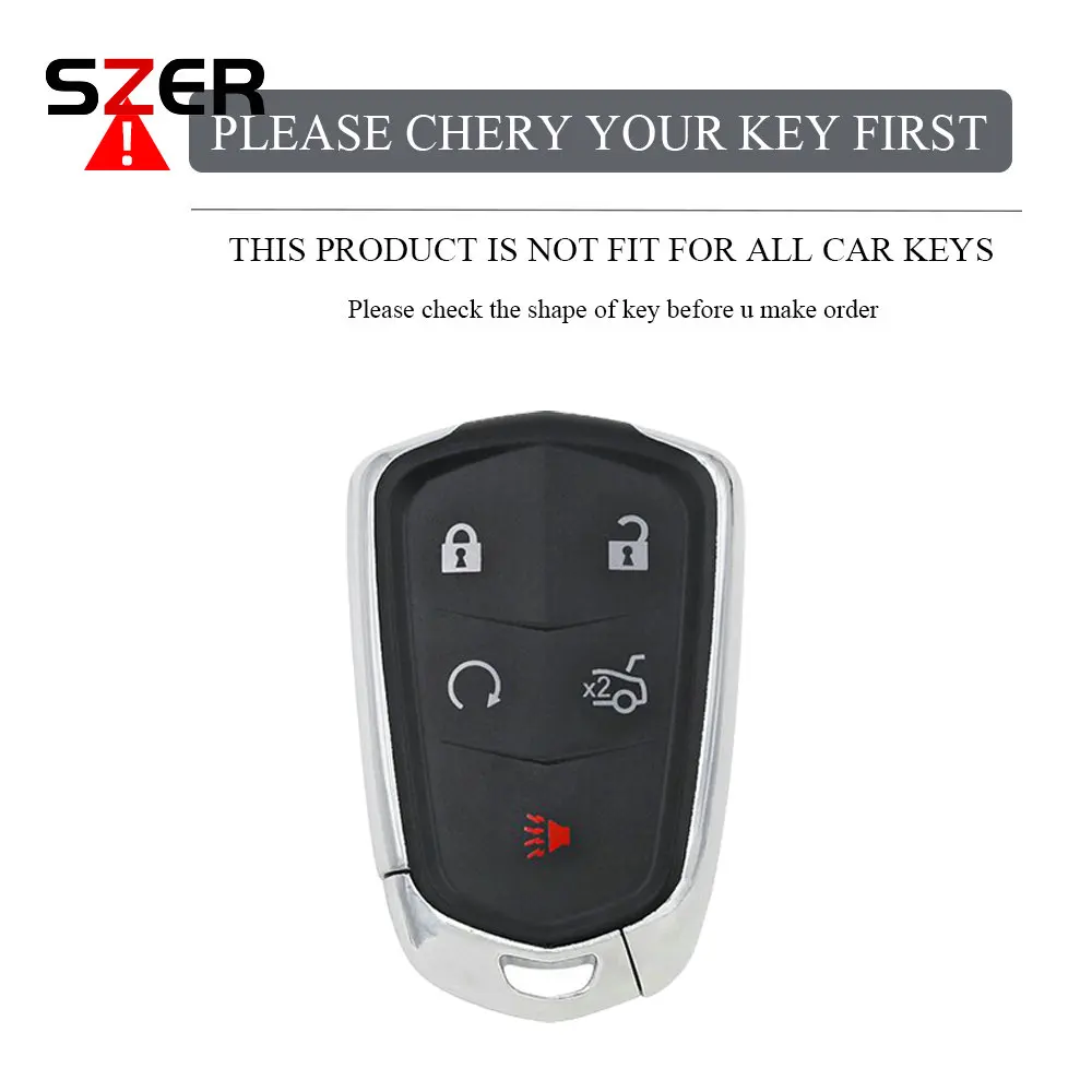 Car Key Shell Case Cover for Cadillac ATS CT6 CTS DTS XT5 Escalade ESV SRX STS XTS ELR 2014 - 2018 Remote Key Holder Keychain