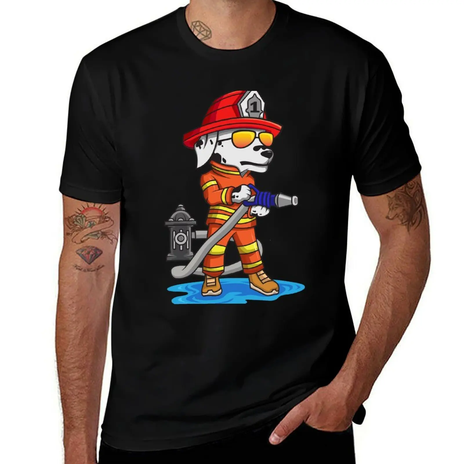 

Firefighter Fireman Firedog T-Shirt man t shirts for men casual t shirts for man pack white T-Shirt