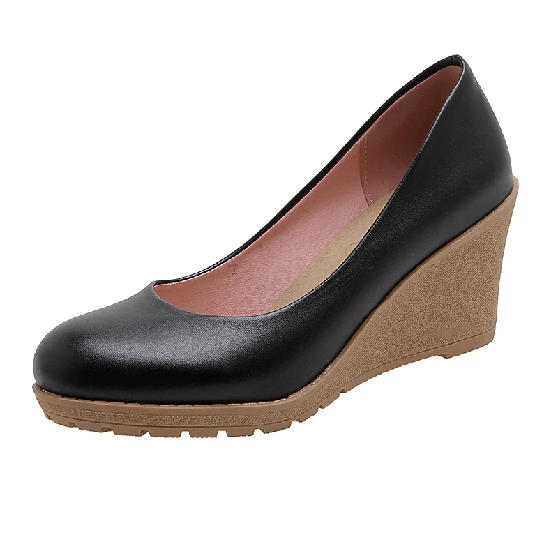 Wedge Heels Women Pumps Shoes Elegant Comfortable Black White Nude High Heels Party Wedding Office Shoe Ladies 2024 Spring