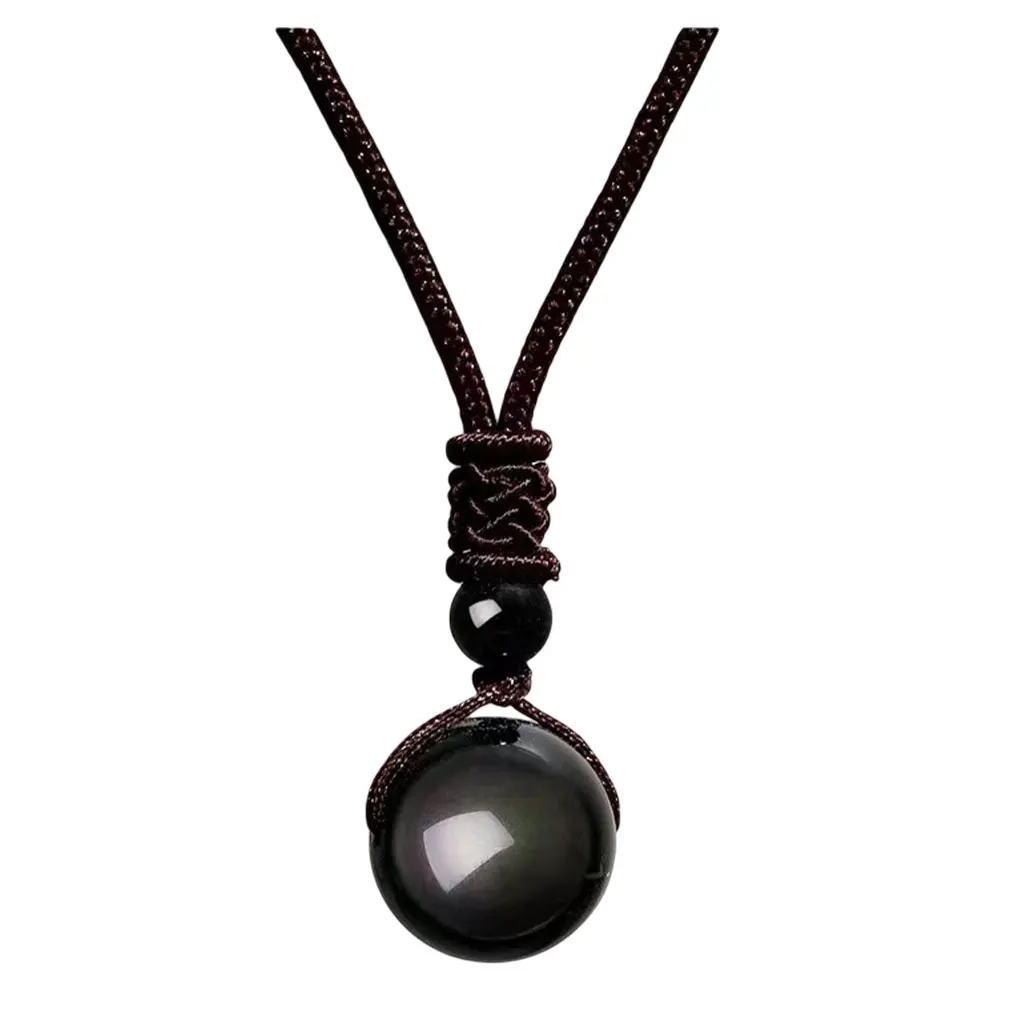 Men’s 16mm Natural Stone Necklace Party Banquet Portable Ball Pendant Simple Design Jewellery Decor Birthday Gift