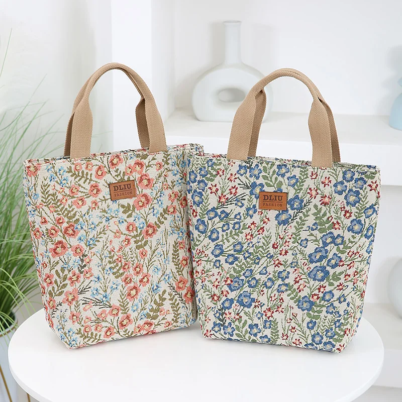 New Style Knitted Jacquard Fabric Large Capacity Handbag, Bucket Type Work Portable Storage Bag, Going Out Mother Daily Cloth Ba