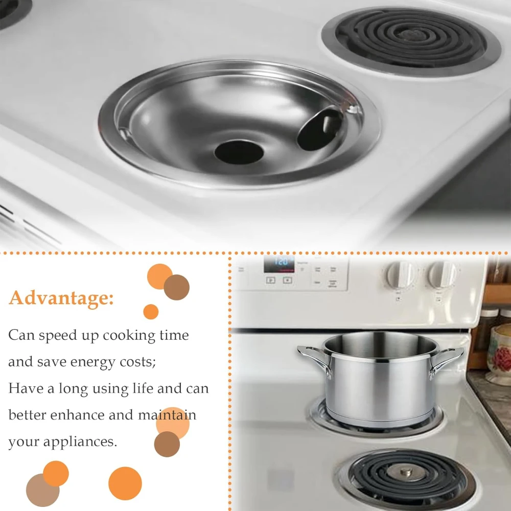 Confezione da 4 kit di vaschette antigoccia cromate aggiornate, ciotole riflettenti compatibili con Whirlpool W 10196405   W 10196406   W 10278125