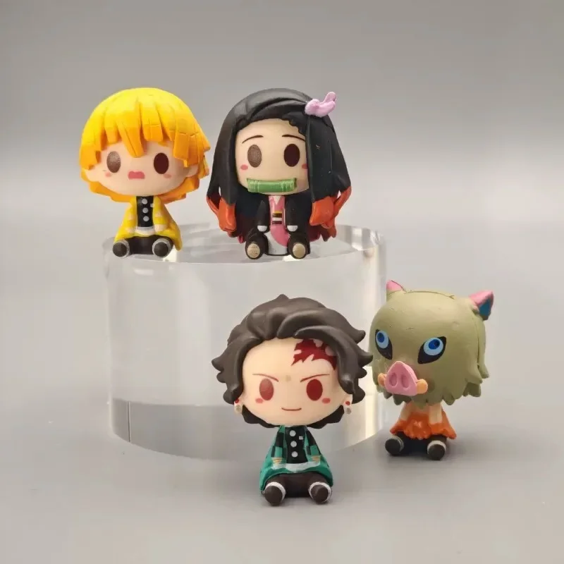 Ghost Blade 4-piece Set Q-version Figurine Cute Cartoon-style Figurine Desktop Decoration Item Car Interior Decoration Item