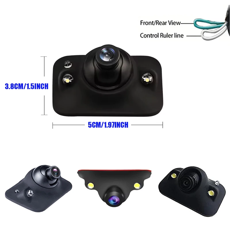 360° Rotating Backup Camera with 2 LED & Parking Guide Lines, HD Night Vision Car Rear View/Front  /Side Reversing Backup Camera