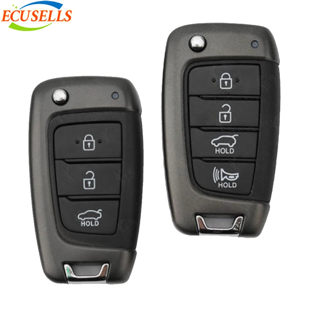 Ecusells 3/4 Button Remote Key Shell Case Fob for Hyundai Accent Elantra Kona Santa Fe Tucson Veloster 2018 2019 2020 2021 2022