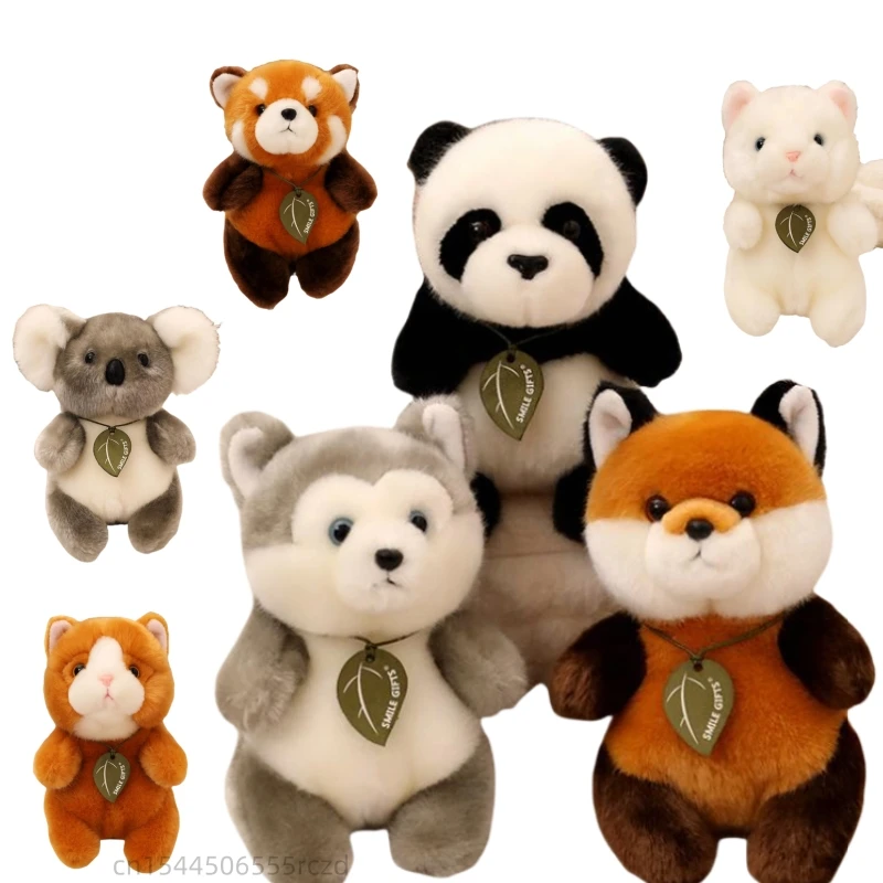 18cm Simulation Animal Plush Doll Realistic Dog Panda Koala Raccoon Husky Fox Cat Sheepdog Plush Toy Gift For Boys And Girls