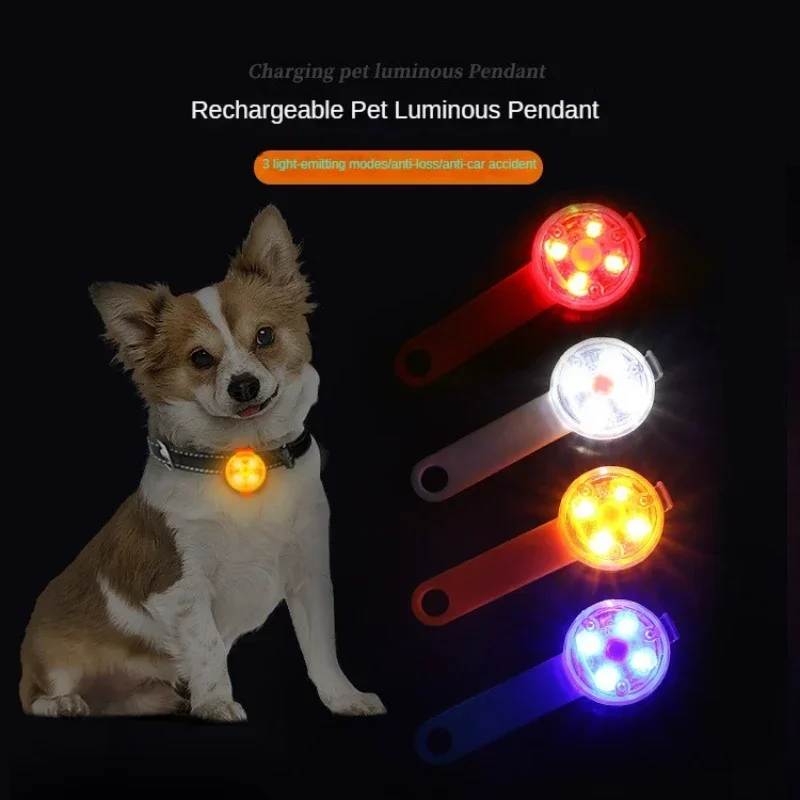 Collares para perros con colgante antipérdida, luz LED de seguridad impermeable, colgante con luz LED recargable por USB para perros, gatos y mascotas