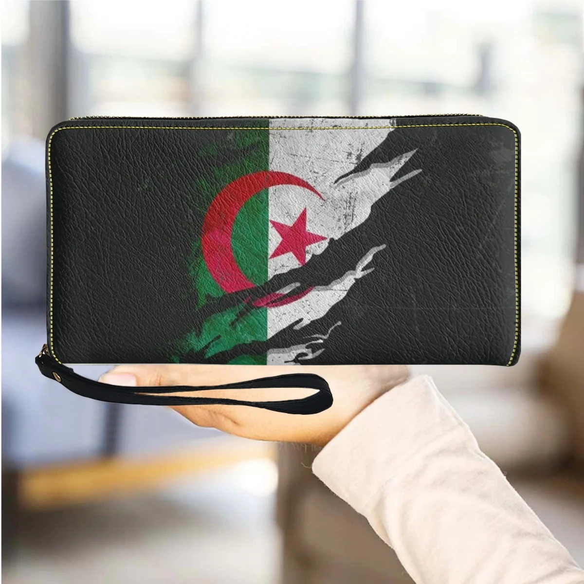 Algeria Design Women Wallets Casual Slim Purses for Female PU Leather Wallet Wristlet Clutch Cell Phone Purse Woman Coin Bags