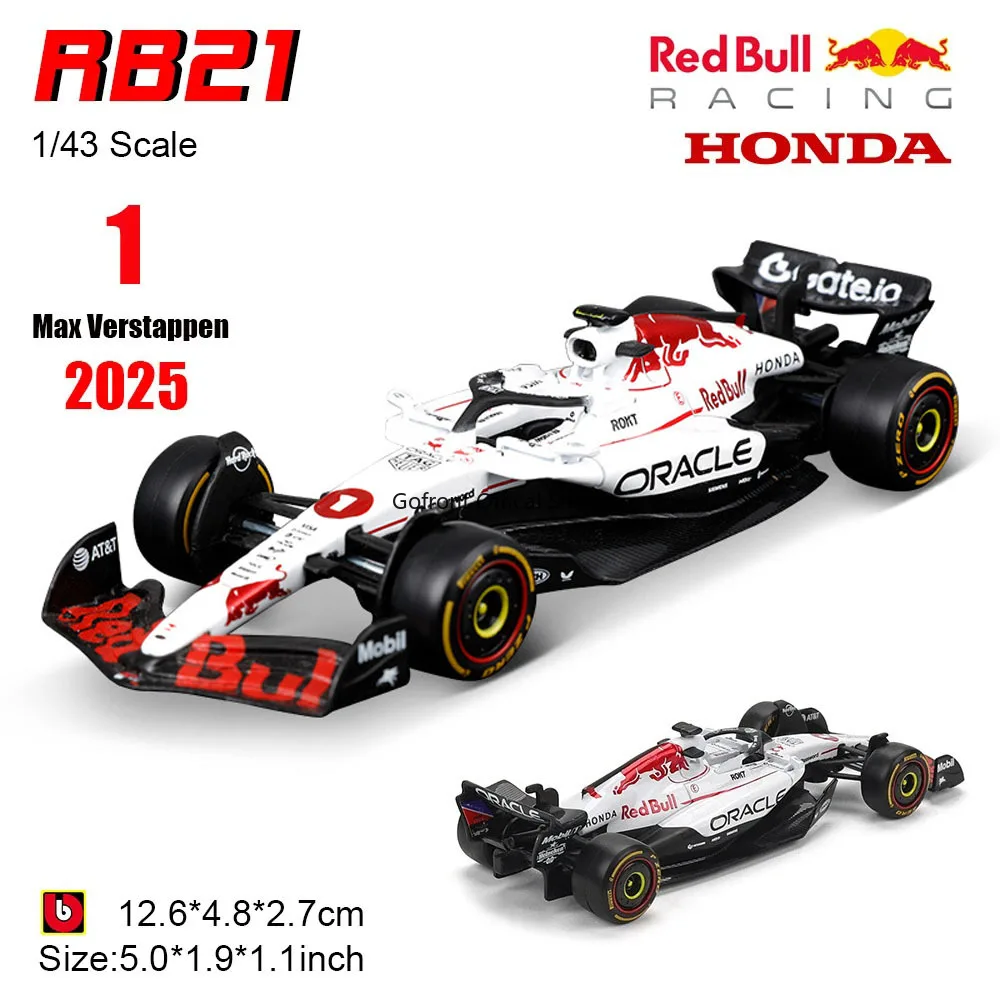 جديد في المخزون Bburago 1:43 2025 F1 اليابان ريد بول Rb21 سبيكة نماذج مصغرة فيراري Sf25 # 44 Rb21 Verstappen Mcl39 W16 لعبة السيارة #1