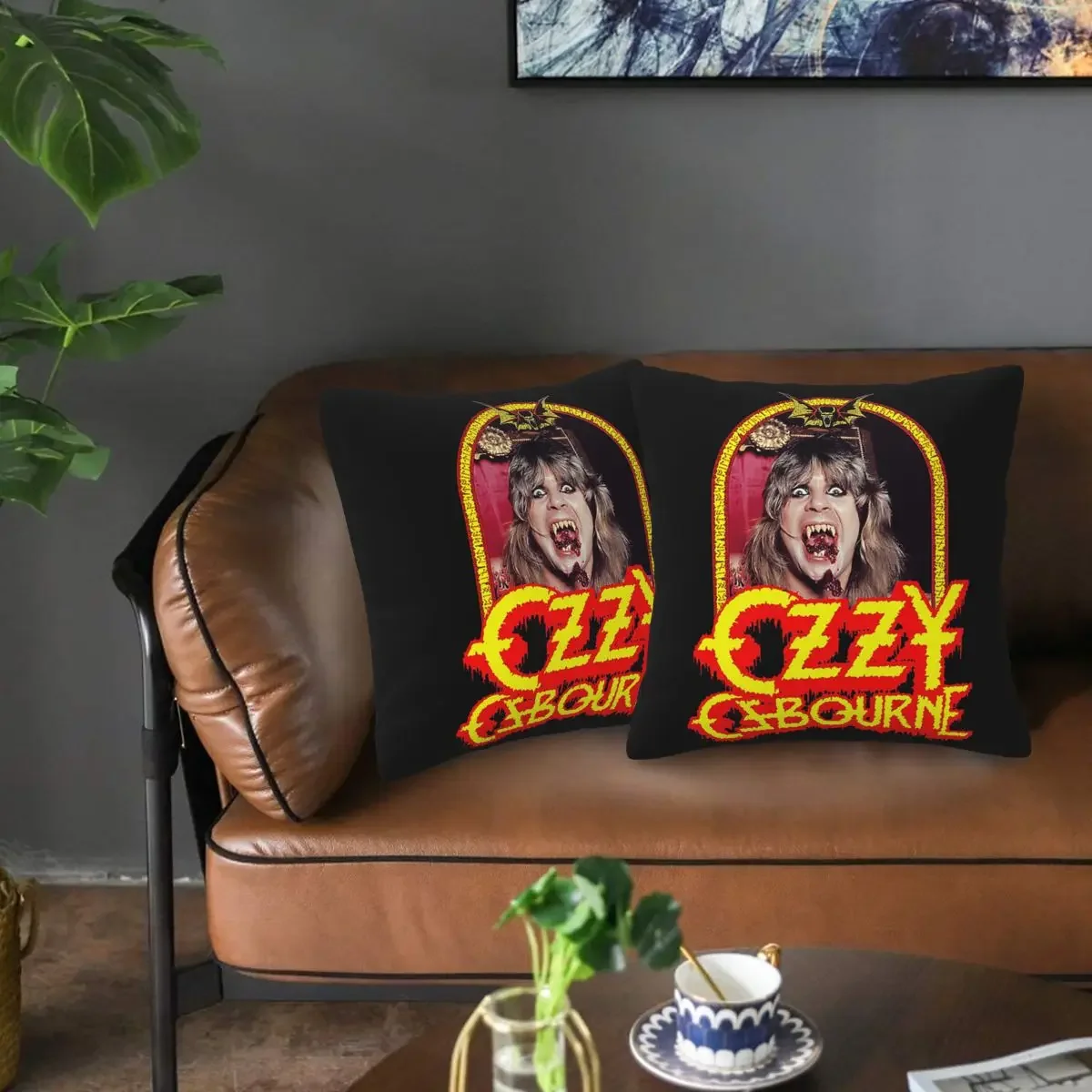 Ozzy Osbourne Merch Prince Of Darkness 2 قطعة غطاء وسادة مربع غطاء وسادة مريح رمي وسادة لغرفة المعيشة المنزلية