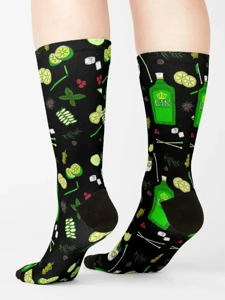 Gin and Tonic Pattern Gin o'Clock Cocktails Socks professional running new in's compression cartoon Boy Socks Women's