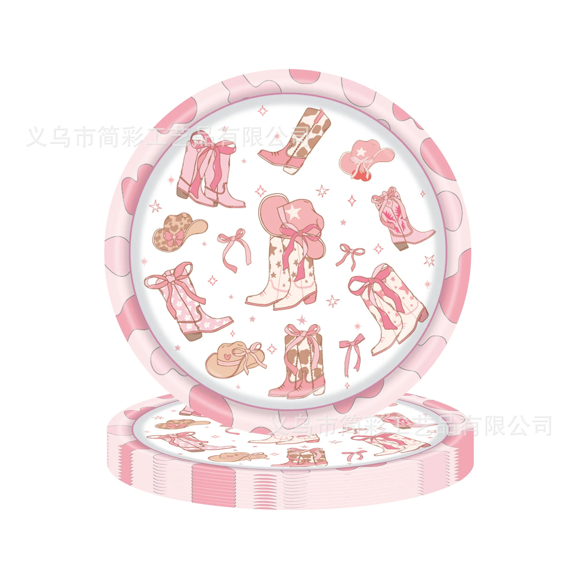 Rosa Cowgirl Prinzessin Geburtstagsdekoration Elegantes Einweg-Geschirr Teller Becher Ballons Babyparty Mädchen Partyzubehör – Detail 7