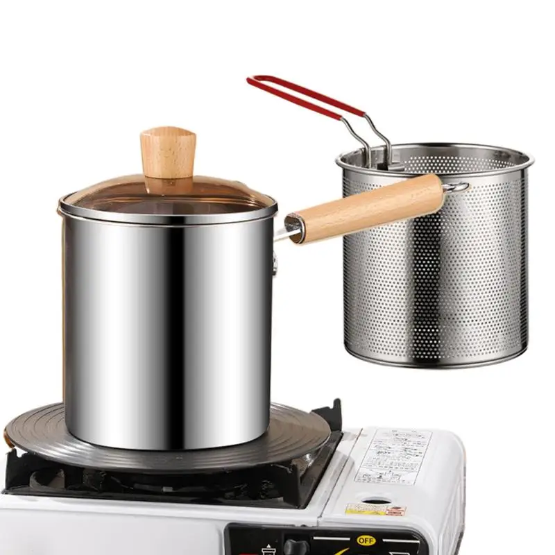 Deep Frying Pan with Basket Tempura Frying Pot with Strainer Basket Deep Fryer Pan Stove Top Fryer with Oil Drip Drainer Rack