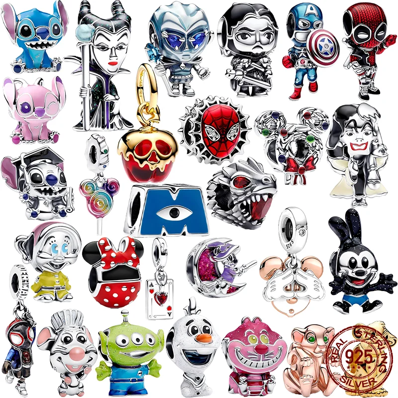 Nuovo Braccialetto Disney Stitch in Argento Sterling S925 con Perline - Gioielli Fai-da-Te Adatti per Gioielli da Donna e Regali di San Valentino