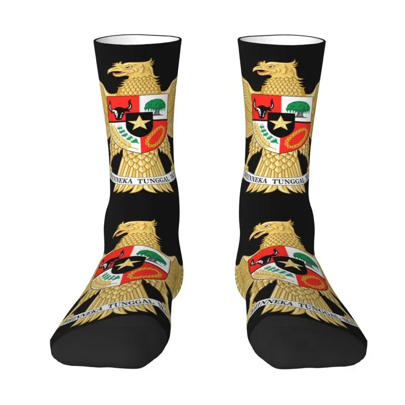 

Fashion National Emblem Of Indonesian Socks Women Men Warm 3D Printing Indonesia Flag Football Sports Crew Socks