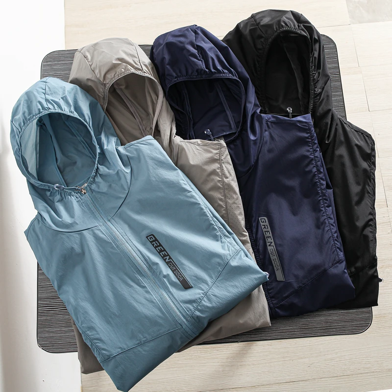 

Ультратонкая дышащая летняя мужская повседневная одежда для защиты от ультрафиолета, солнцезащитная куртка свободного кроя, модная городская одежда