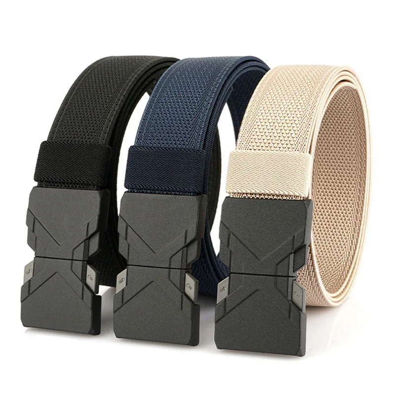 3.4cm High Quality Men's Outdoor Elastic Tactical Belt Training Metal Buckle Belt With Pants Jeans Belt Sport Mountaineer