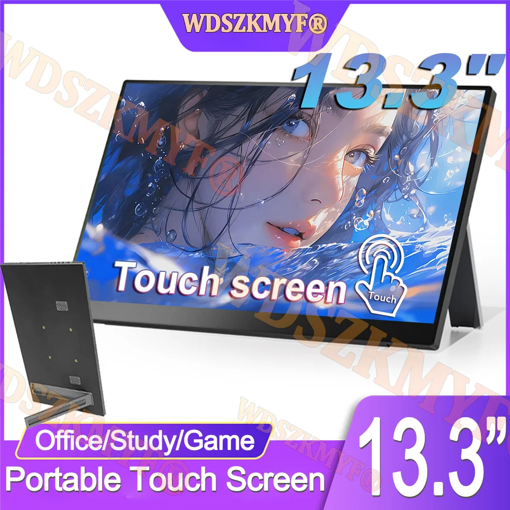 

13.3inch Portable Touch Monitor FHD 1.2K IPS USB-C Mini-HDMI External Second Screen for Mac Laptop PC Switch Xbox PS4/5 Xbox