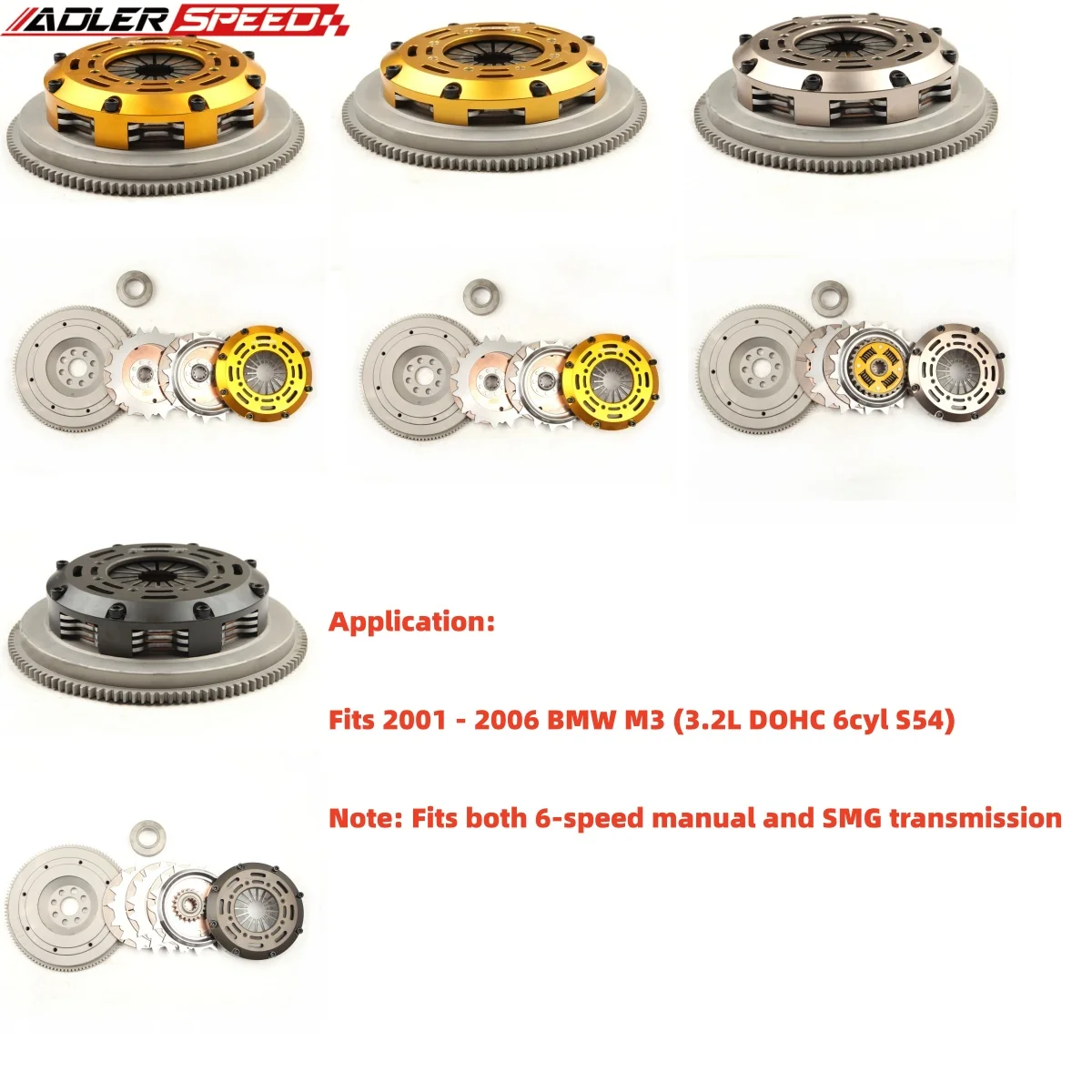 

For 01-06 BMW M3 E46 S54 6-SPEED ADLERSPEED Sprung Clutch/Racing Performance Clutch Single/Twin/Triple Disc