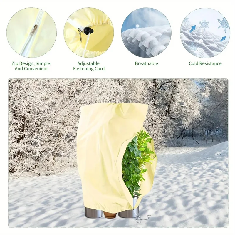 

A43T 2Pc 80X120cm Winter Protection Bag Against Freeze For Plant Cover Garden Plant With Zip Drawstring Breathable