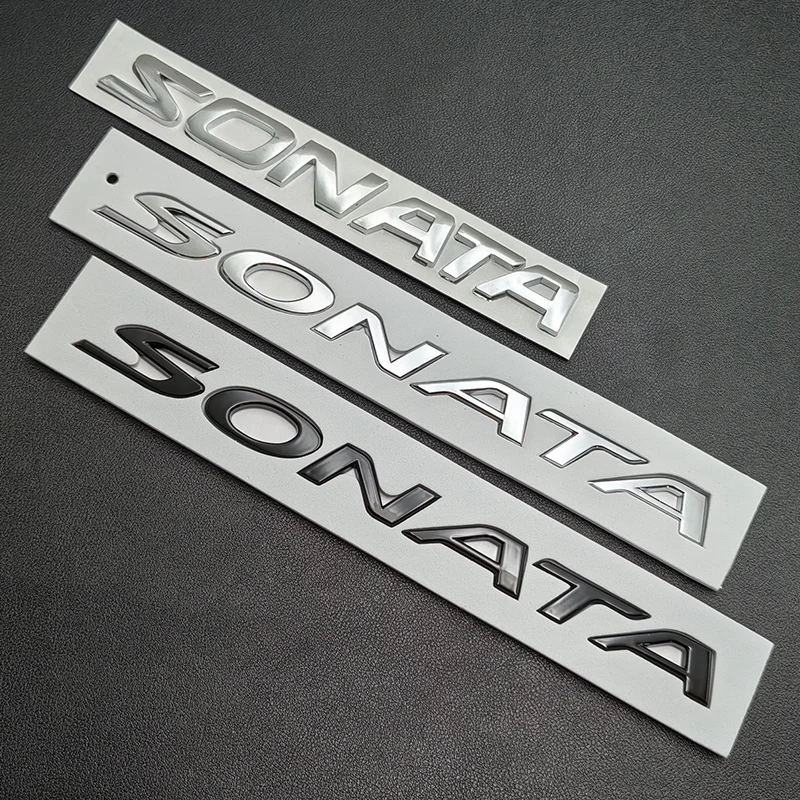 Logotipo negro cromado ABS 3D, insignia con emblema de letras Sonata, placa autoadhesiva, pegatina, accesorios de decoración para maletero trasero de coche