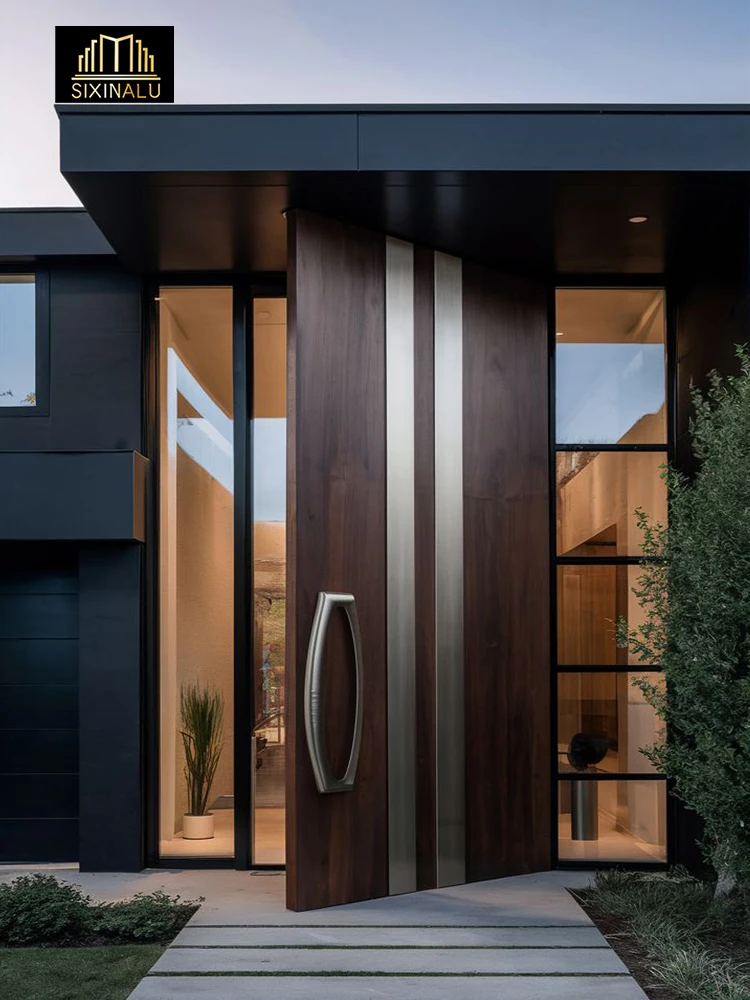 

Sixinalu Entrance Pivot Door Casement Front Doors Exterior Double Glazed Aluminum Door For Room Home Decor Custom Made 1.5x2.2M