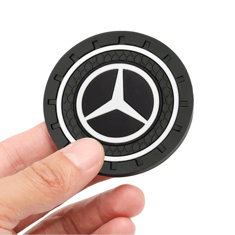 1pc or 2pcs Non-slip Car Water Cup Pad Rubber Mat For Mercedes-Benz W108 W124 W140 W168 W202 W177 AMG W212 W213 Car Accessories