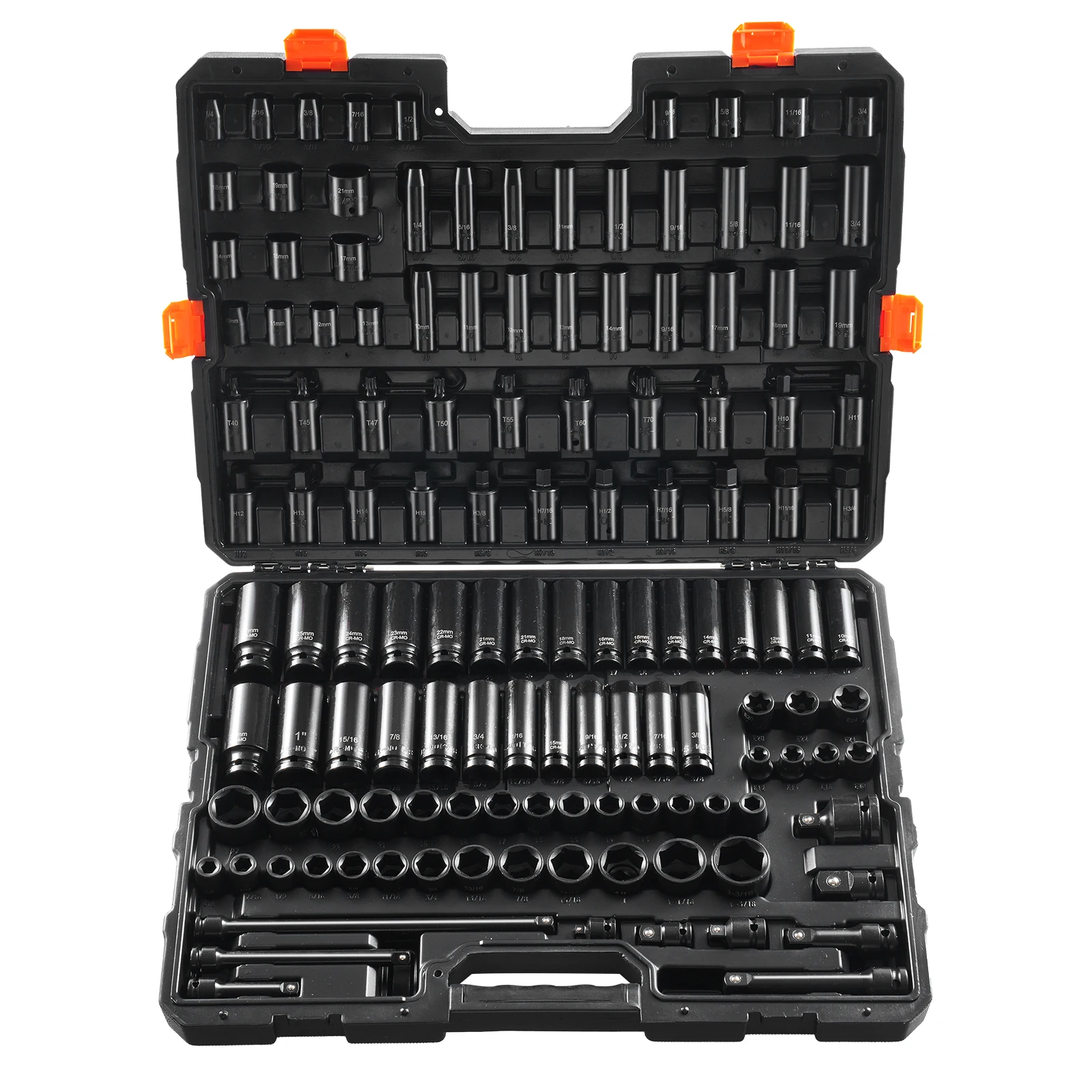 

SucceBuy Impact Socket Set SAE and Metric Socket SetCr-Mo Alloy Steel for Auto Repair Rugged Construction Includes Storage Case