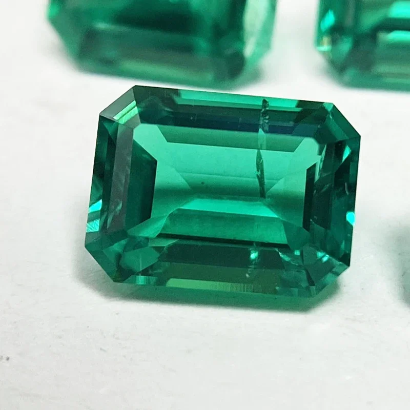 

Lab Grown Columbia Emeralds Size 6x8mm Hydrothermal Emerald Hand Cut With Cracks Inclusions Inside Selectable AGL Certificate