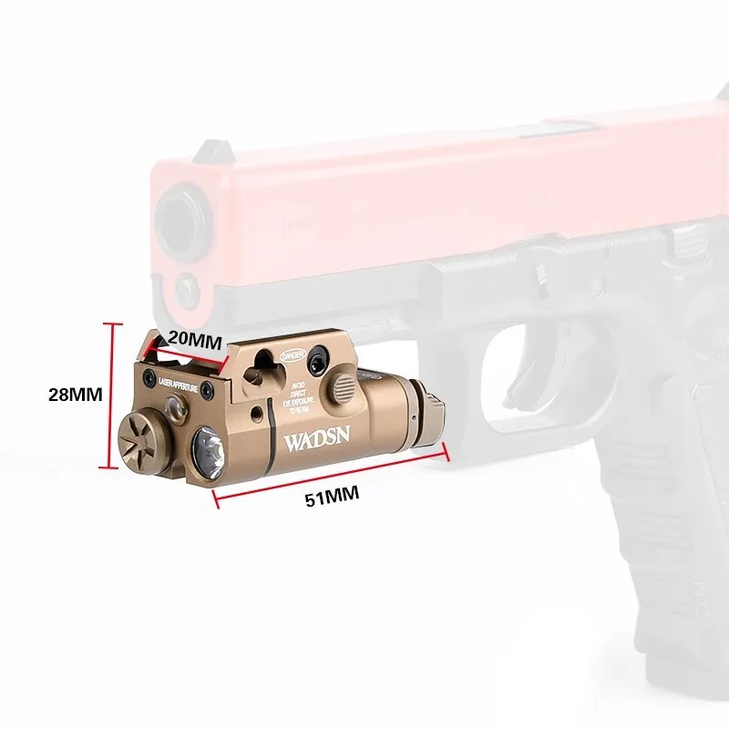 WADSN Tactica Scout XC2 Outdoor Hunting Weapon Glock 17 18 19 Hanging Metal Pistol Red Green Laser Flashlight Fit 20mm Rail