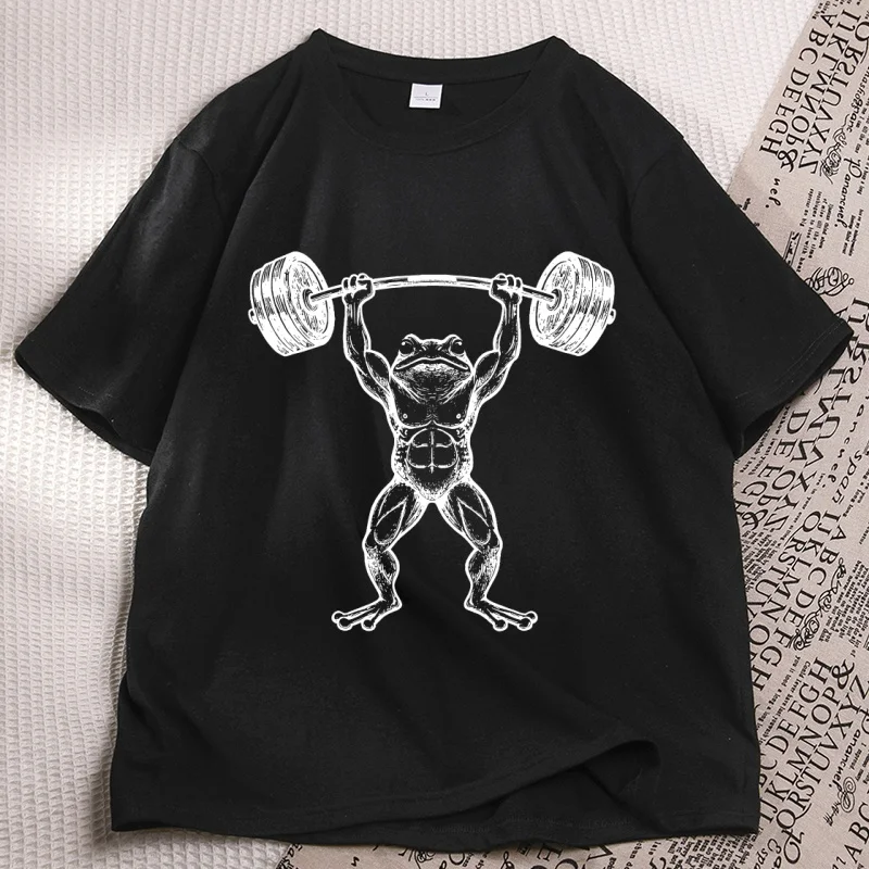 

Funny Frog Gym T Shirt Men Women Workout Gym Pump Cover Tee Fitness Unisex Tshirt Weightlifting Frog T-shirt Comfortbale Tops