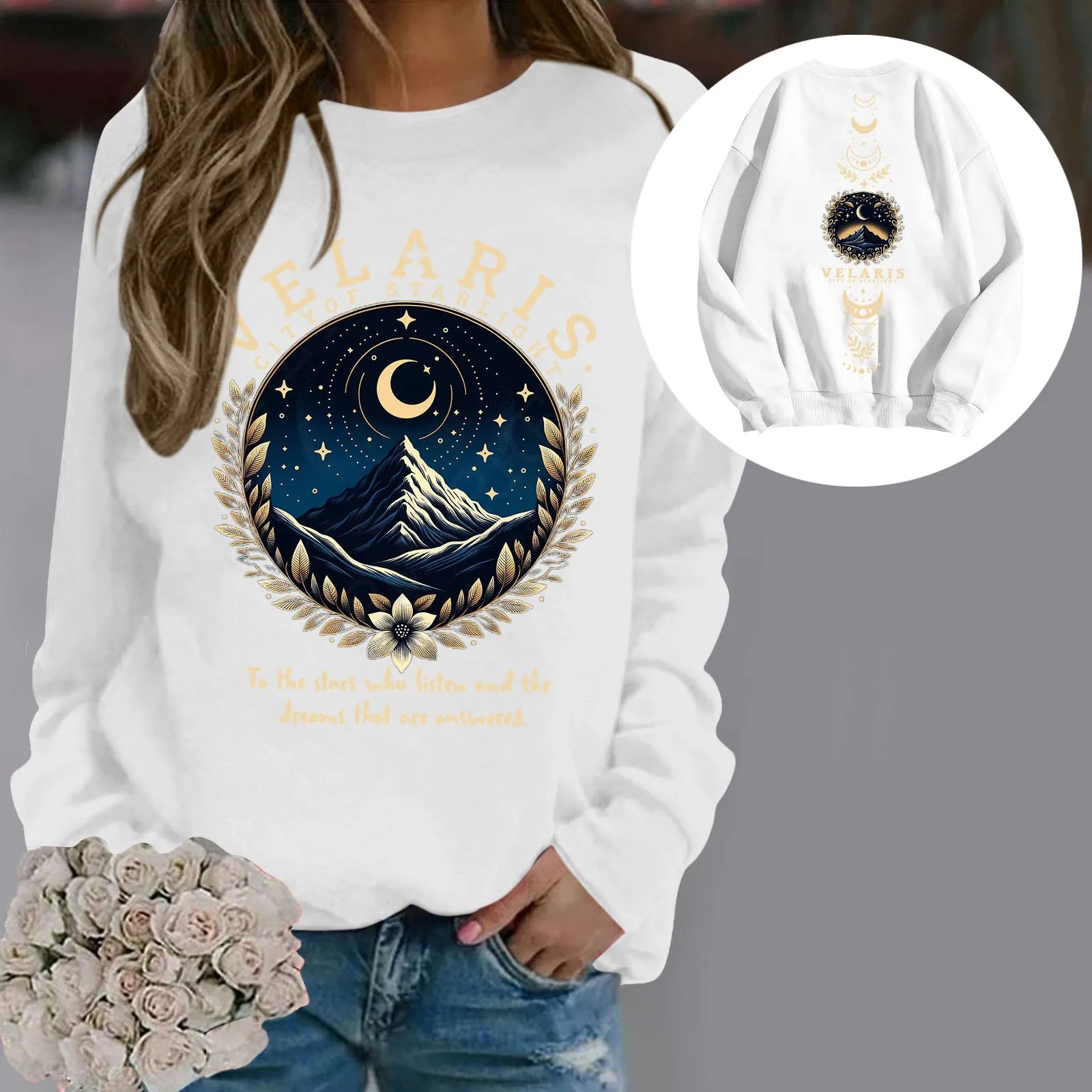 Villa ris Stadt von starlight lässig Sweatshirt Winter übergroße Hoodies mit Muster Frauen Sweatshirts y2k europäische Kleidung