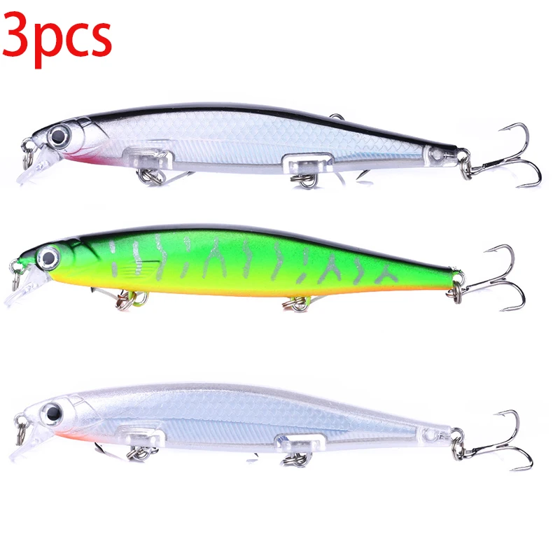1 Stück Minnow Trolling Angelköder Laser-Hartköder 3D-Augen 11cm 13g Wobbler für Barsch, Hecht, Wolfsbarsch, Sinkender Jerkbait
