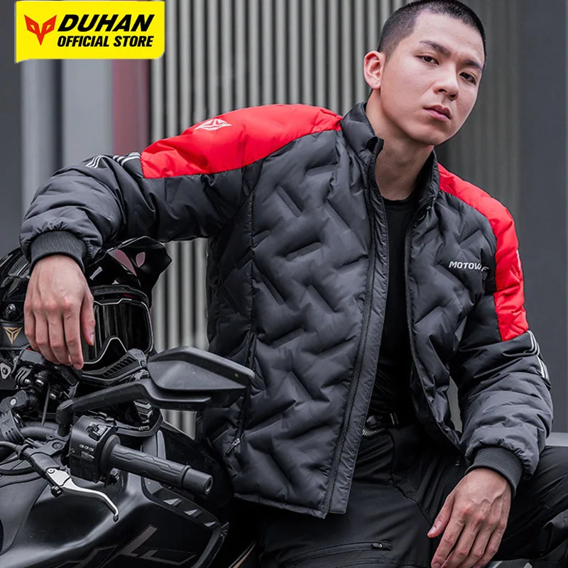 

Motorcycle Down Jacket Winter Waterproof White Duck Down Jacket With Built-in CE Protective Gear Warm Motorcycle Jacket