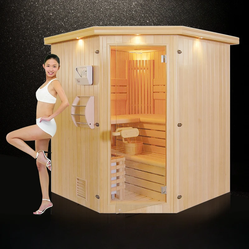 

Sauna with Sauna Stove Family Hemlock Dry Steam Room