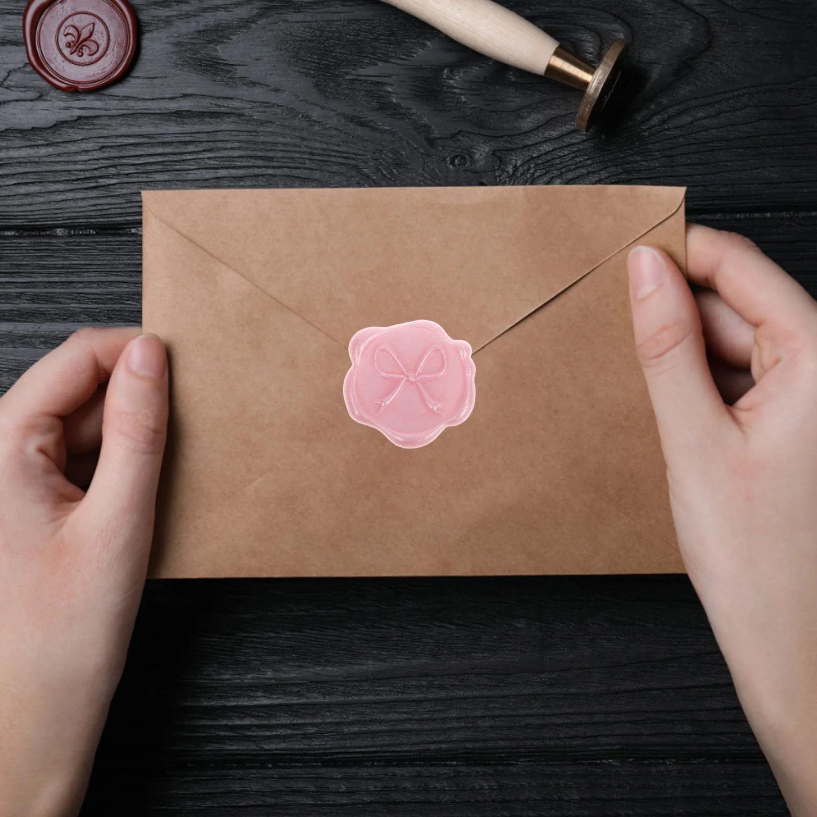 

12Pcs Wedding Bow Wax Seal Stickers 3D Embossed Pearlescent Pink Self Adhesive Envelope Invitation Card Decorative Seals