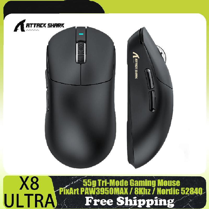  ATTACK SHARK X8 Ultra Wireless Gaming Mouse 8KHz 55g SUPERLIGHT, PixArt PAW3950MAX Gaming Sensor, Nordic 52840, Omron Switch 