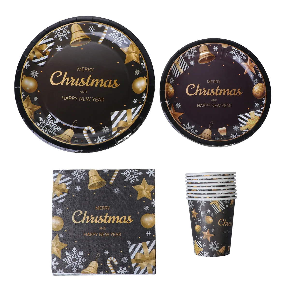 

68 PCS Paper Plate Disposable Tableware Set Plates Christmas Party Supplies