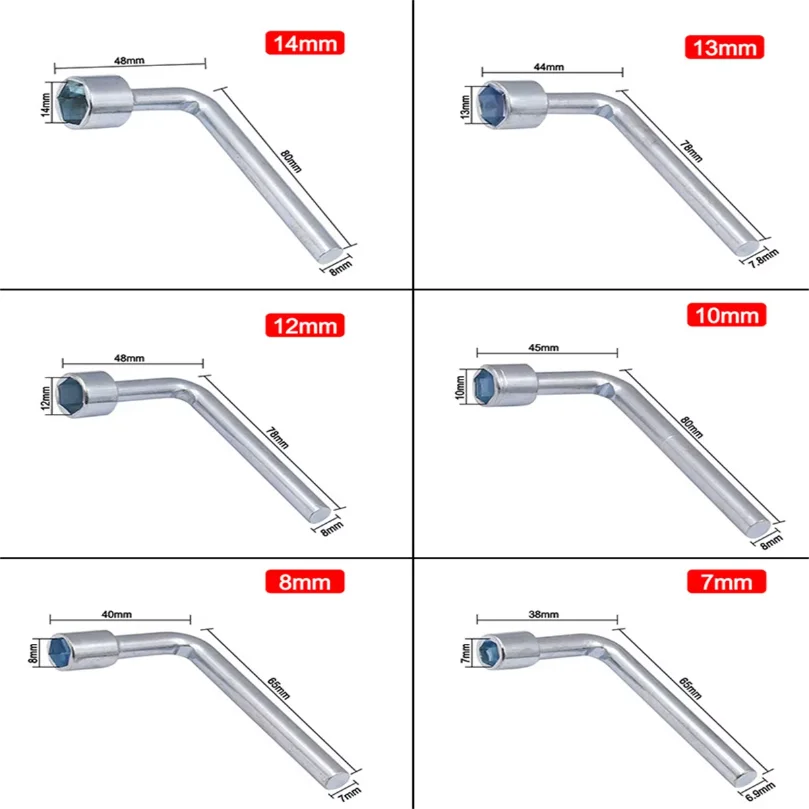 7/8/10/12/13/14mm L-Shaped Socket Wrench Hexagonal Wrench Multi Triangle Wrench Mini Socket Wrench Handheld Disassembly Tool