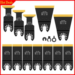 12/8Pcs Oscillating Saw Blades Titanium Bi-Metal Oscillating Saw Blade Semi Circle Saw Blades Cutting Wood Nails Plastic Screws