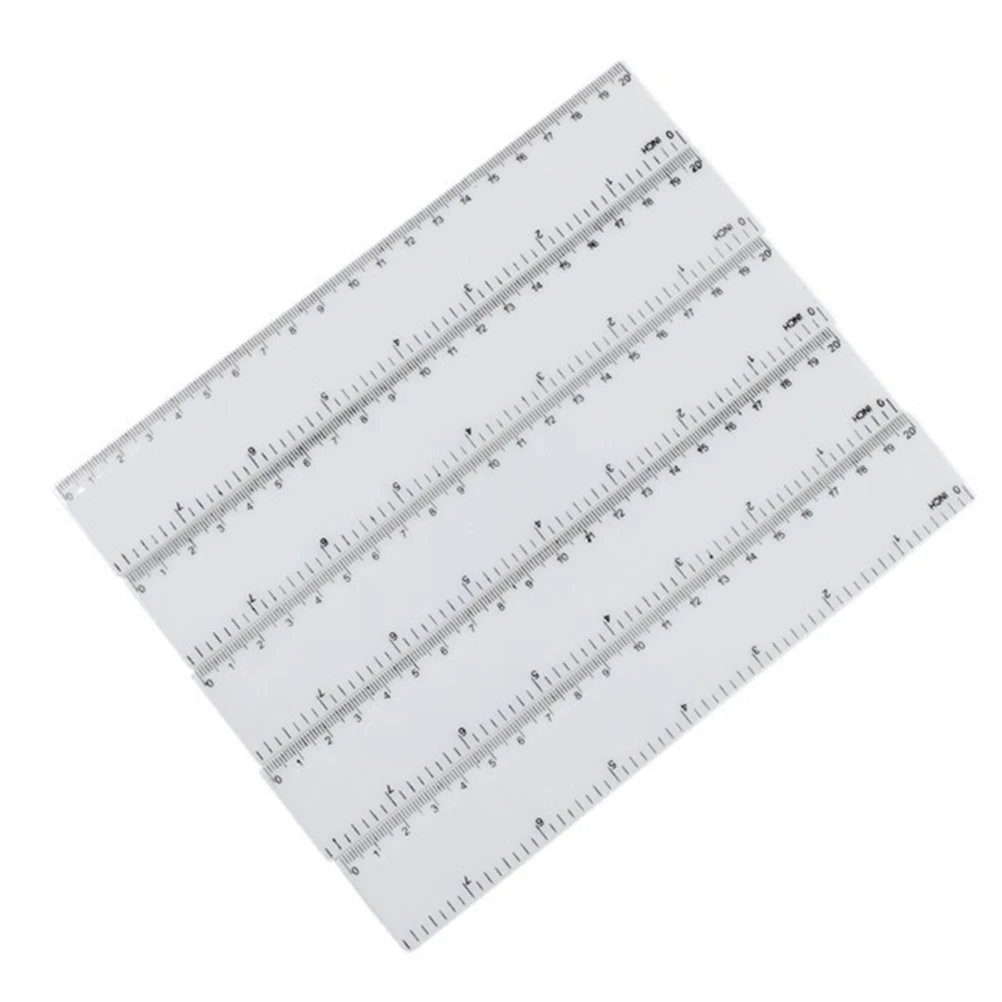

4pcs 8 Inches Plastic Ruler Straight Measuring Tool Dual Scale Centimeter Inch Strong Hard For School Office Study Drawing White