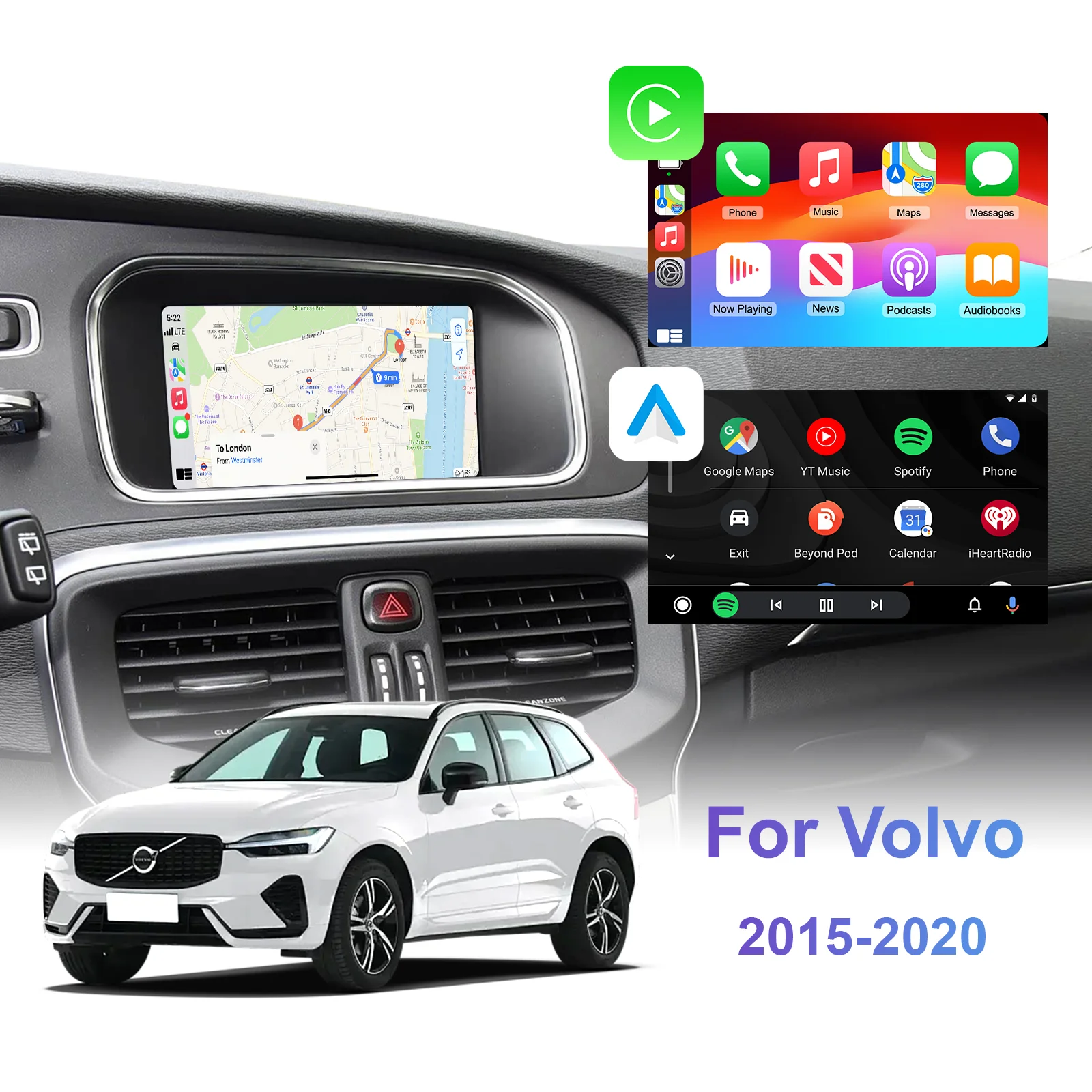 Ezonetronics for Volvo V40 V60 S60 XC60 S80 2015-2018 with 7 inch screen Wireless CarPlay Android Auto decoder box