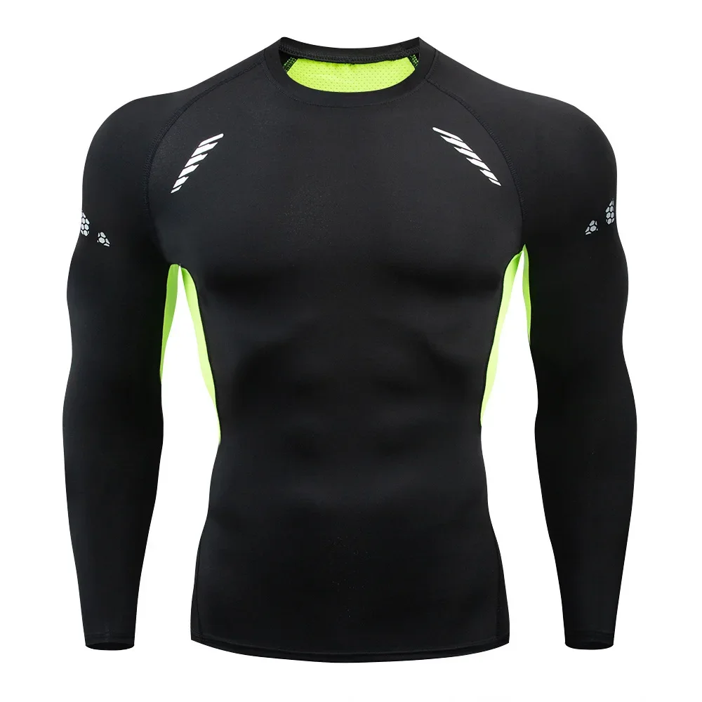 Camiseta deportiva de manga larga para hombre, ropa térmica para correr, culturismo muscular, gimnasio, medias de compresión de secado rápido, invierno