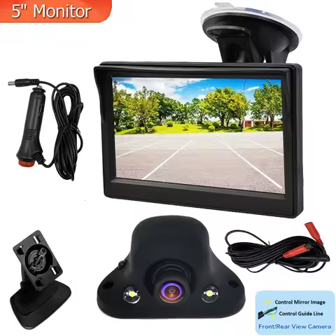 5inch Monitor 12V Car Frond Side Rear View Camera HD Night Vision IP68 Waterproof Blind Spot Camera For Truck Bus RV Caravan Tra