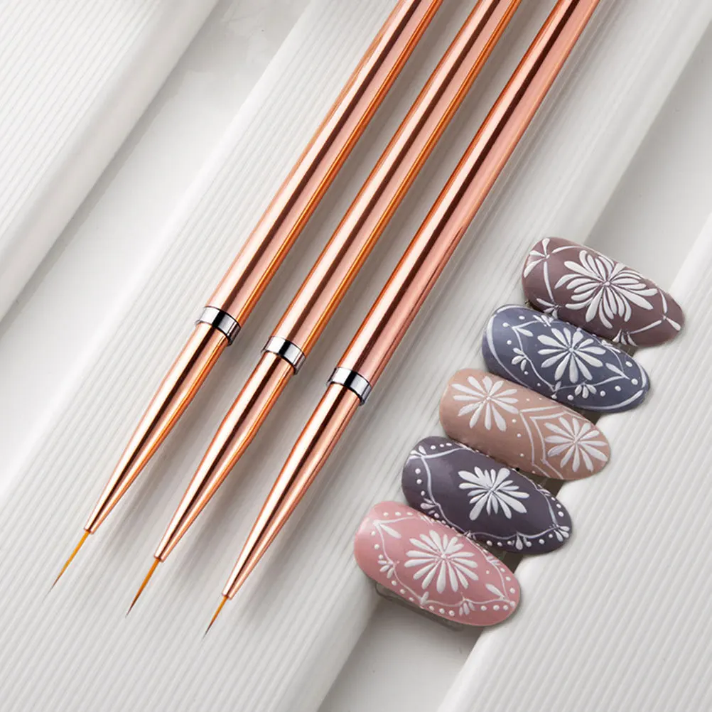 

3Pcs Nail Art Liner Brushes Professional Nail Drawing Pens Manicure Tools Portable Durable Comfortable Grip Dotting