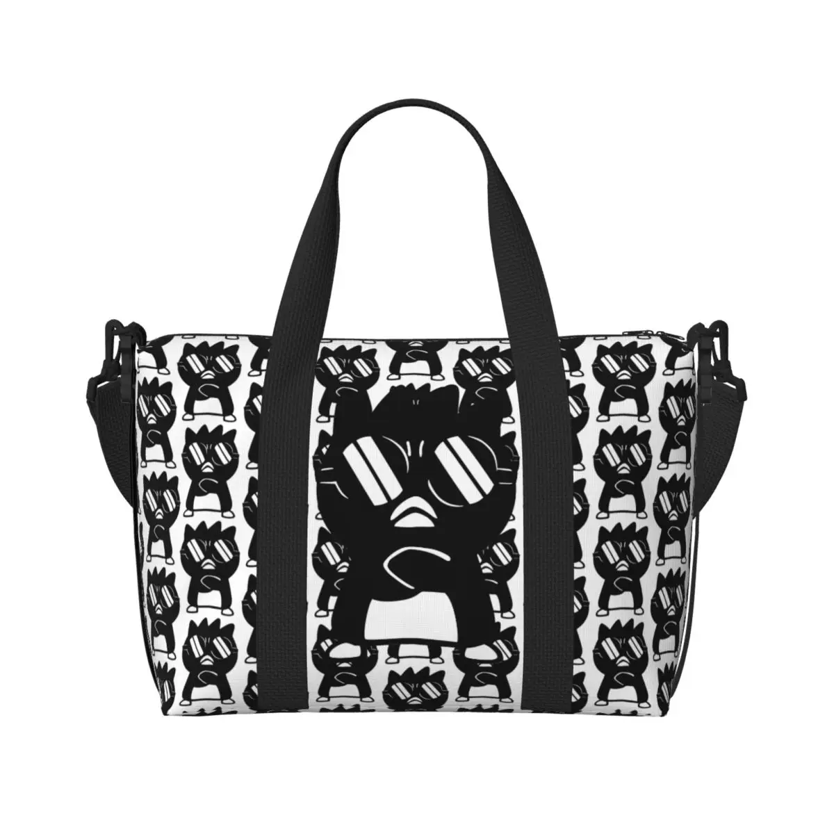 

Custom Sanrio Cartoon Badtz Maru Tote Bag for Women Big Capacity Anime Cute Penguin Beach Gym Travel Bags
