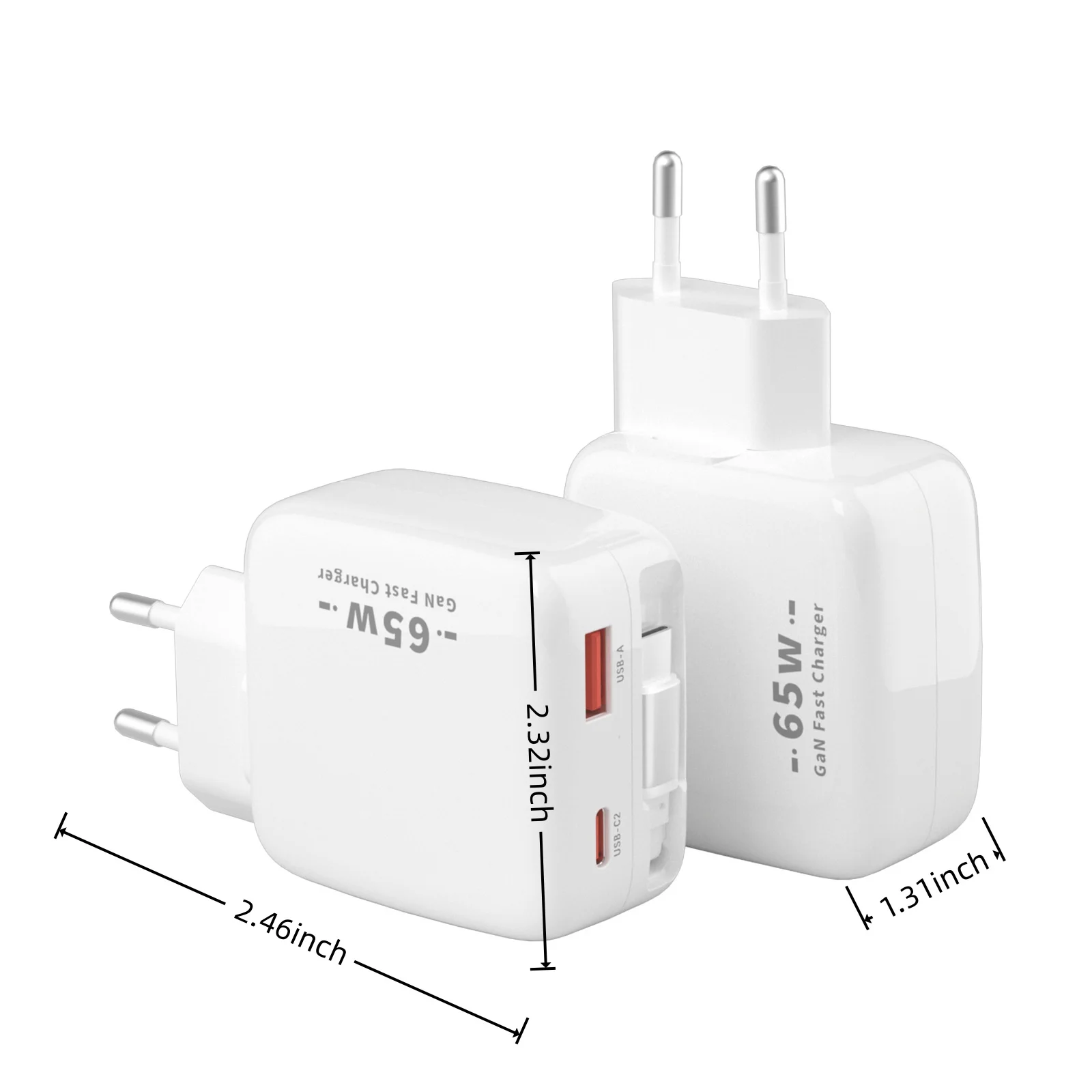 65WGaN Gallium Nitride Fast Charger with Scalable USB C-Line 2-port USB C-Type Charger PD Fast Charging, Multi Protocol Compatib