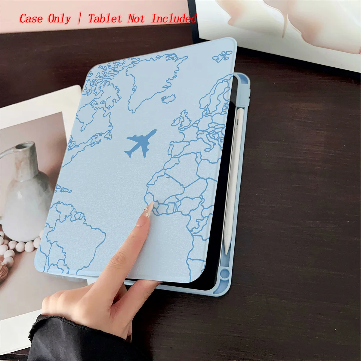 Simple Fresh 360° Rotating iPad Book Cover with Pen Slot & Sun Pattern, Fits Multiple Apple Models