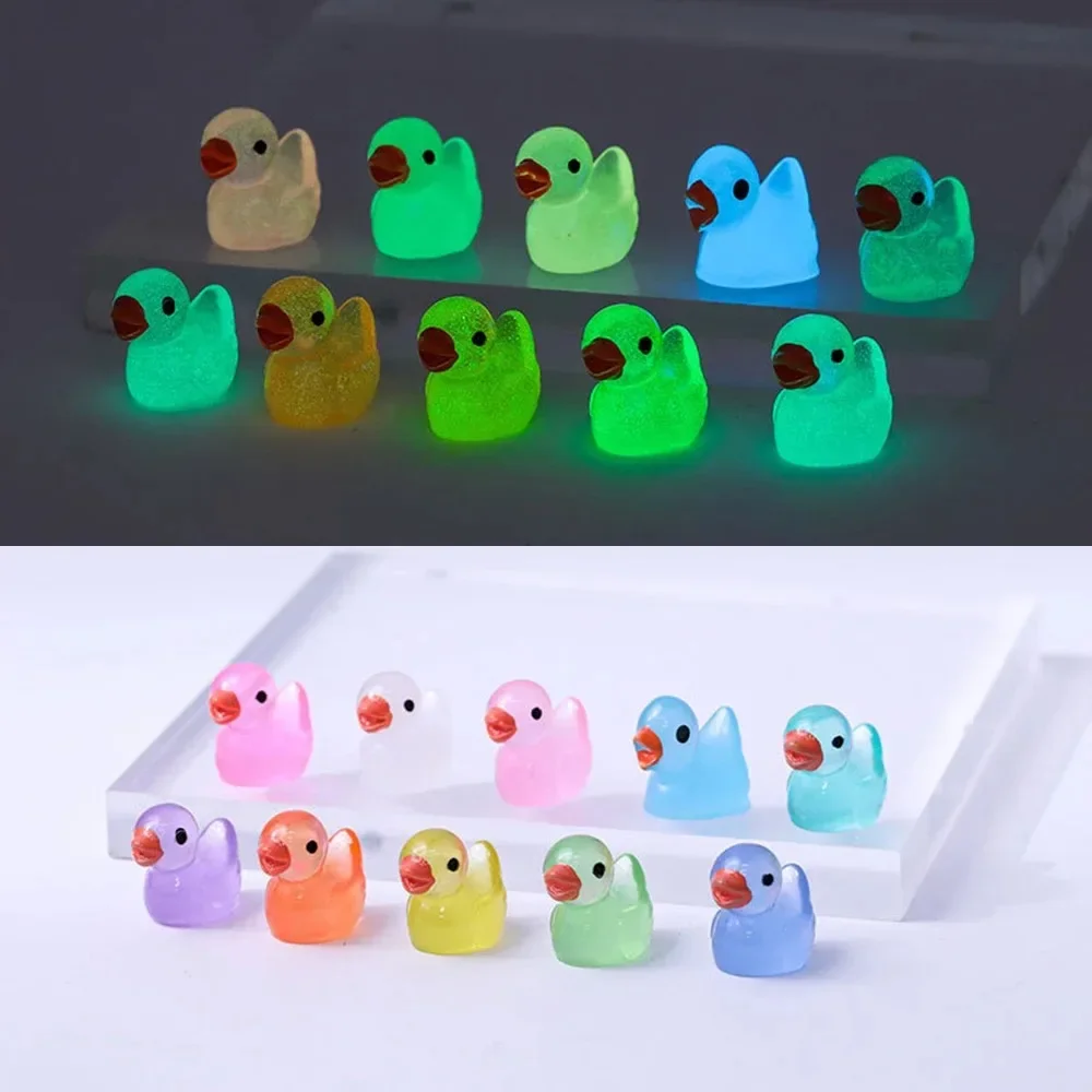 Easter Home Decoration Mini Fluorescent Yellow Duck Home Decor Items Miniature Character Resin Handicraft Room Crafts Garden 