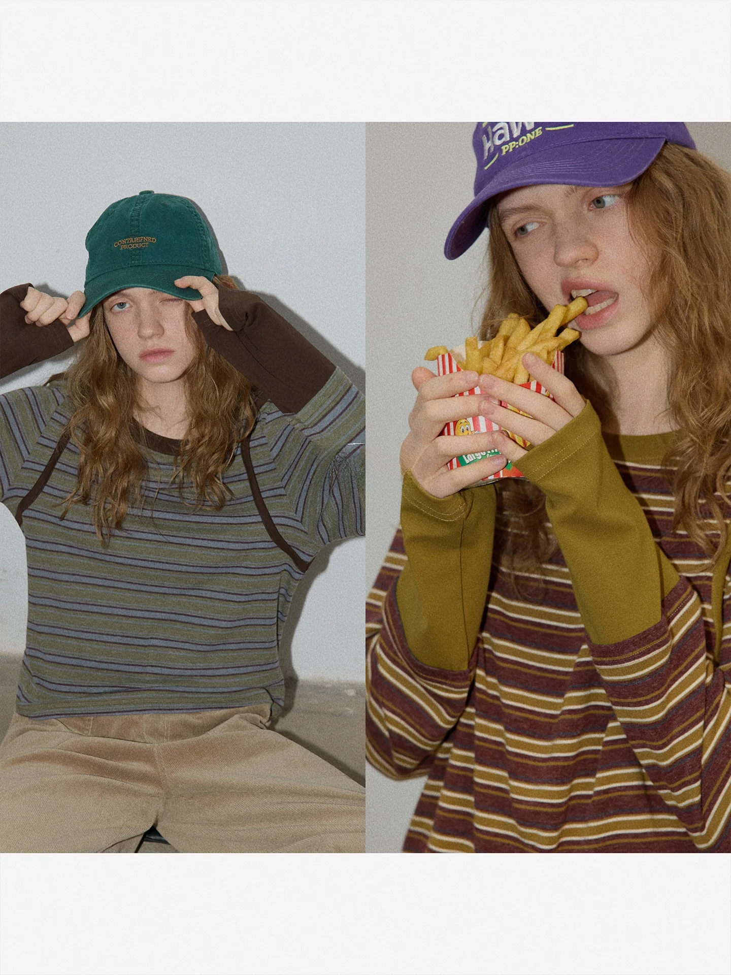 

Ретро-футболка с длинным рукавом в полоску, BMLT, корейский стиль, с цветными блоками, из смесового хлопка, с круглым вырезом, топ.